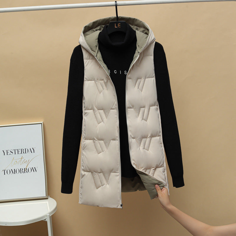 Lamorna long quilted hooded gilet with zip front – image 8