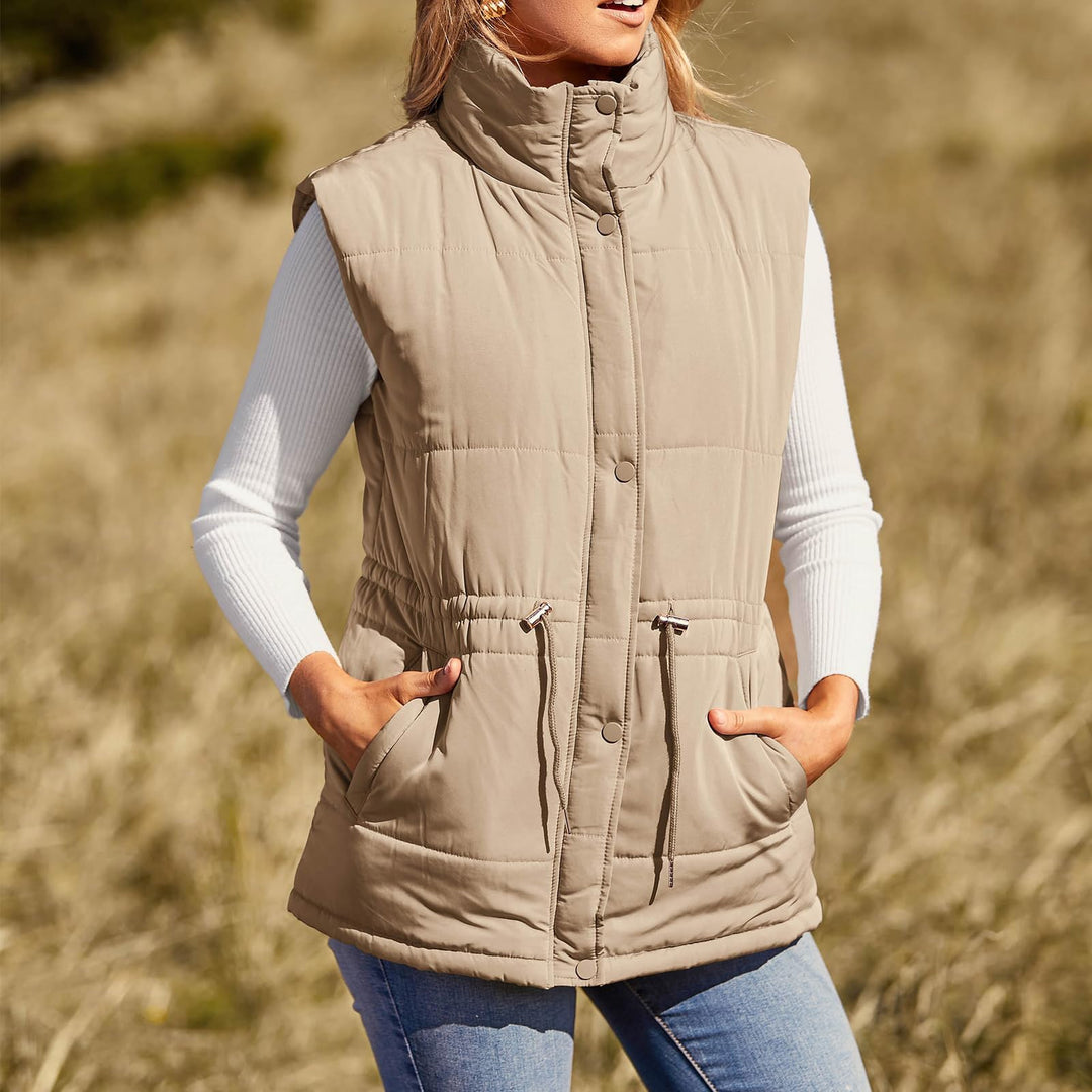 Rosenwyn high collar quilted gilet with drawstring waist – image 5
