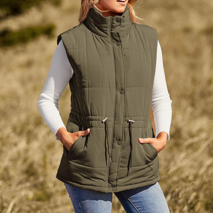 Rosenwyn high collar quilted gilet with drawstring waist – image 7