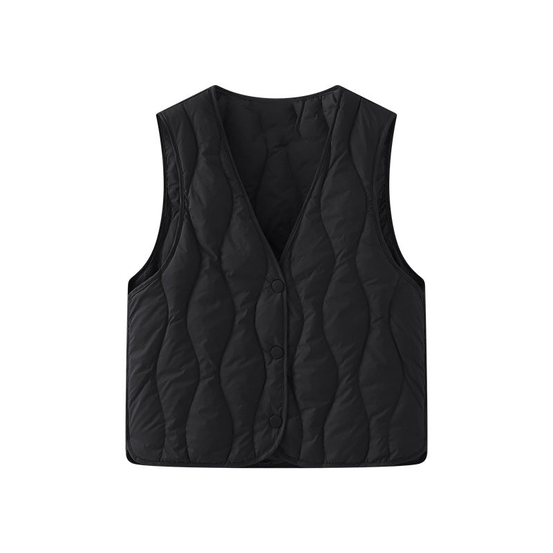 Iona quilted V neck gilet in black