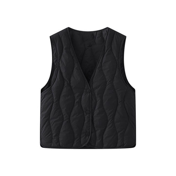 Iona quilted V neck gilet in black