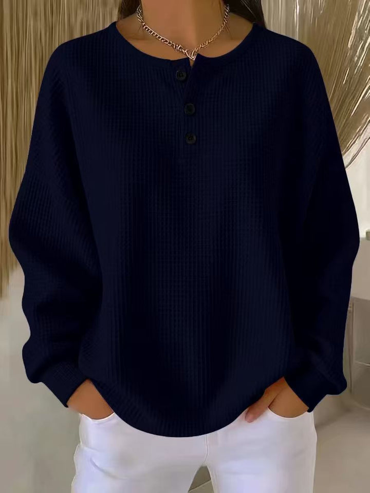 Birgit oversized waffle knit henley jumper – image 9