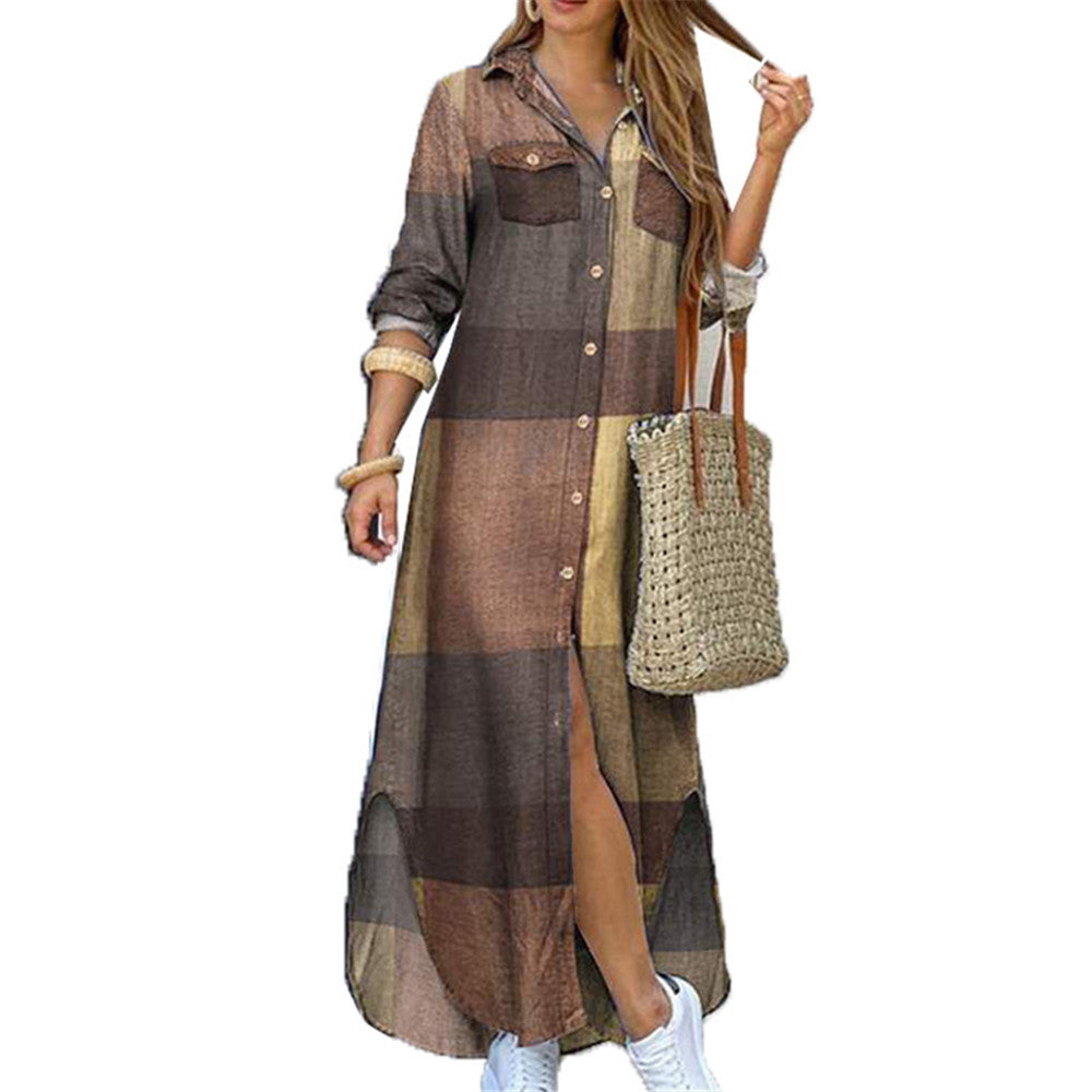 Malin floral shirt dress with side split – image 8