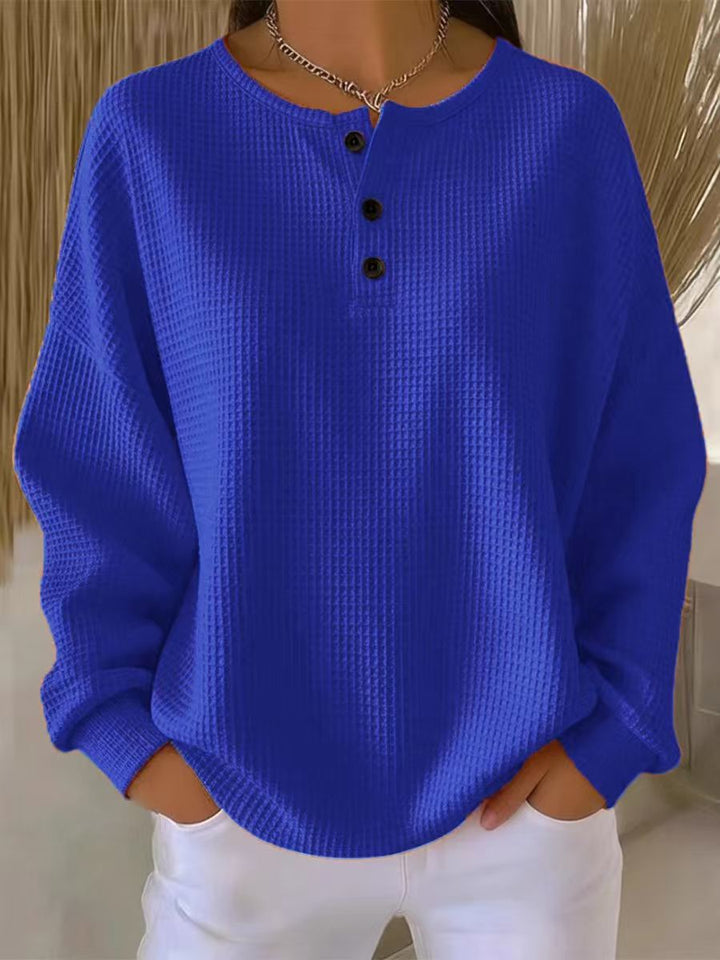 Birgit oversized waffle knit henley jumper – image 8