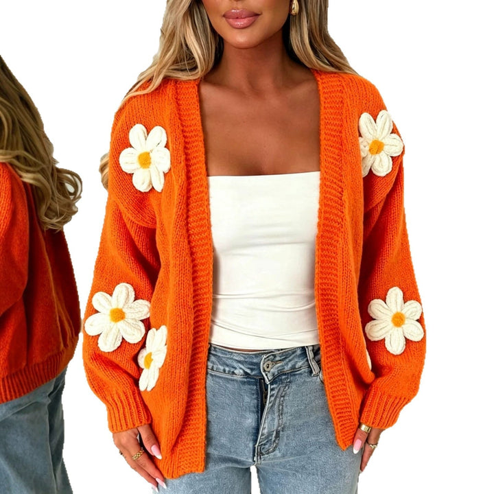 Laura oversized knit cardigan in orange