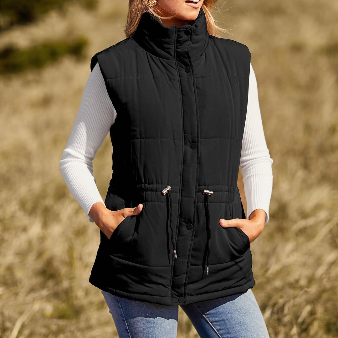 Rosenwyn high collar quilted gilet with drawstring waist – image 6