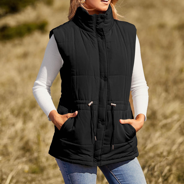 Rosenwyn high collar quilted gilet with drawstring waist – image 6
