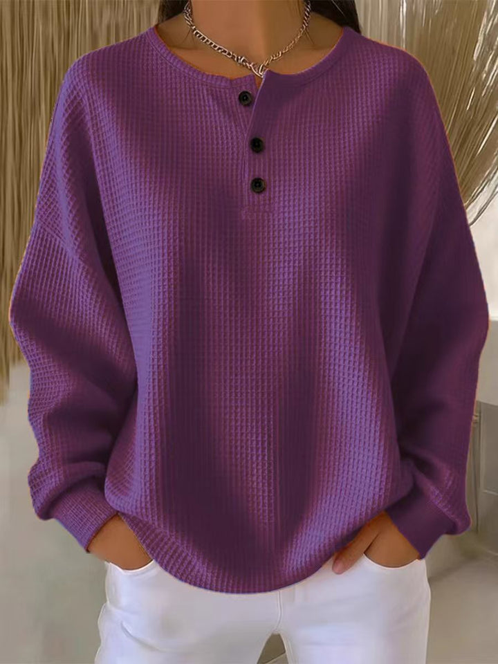 Birgit oversized waffle knit henley jumper – image 14