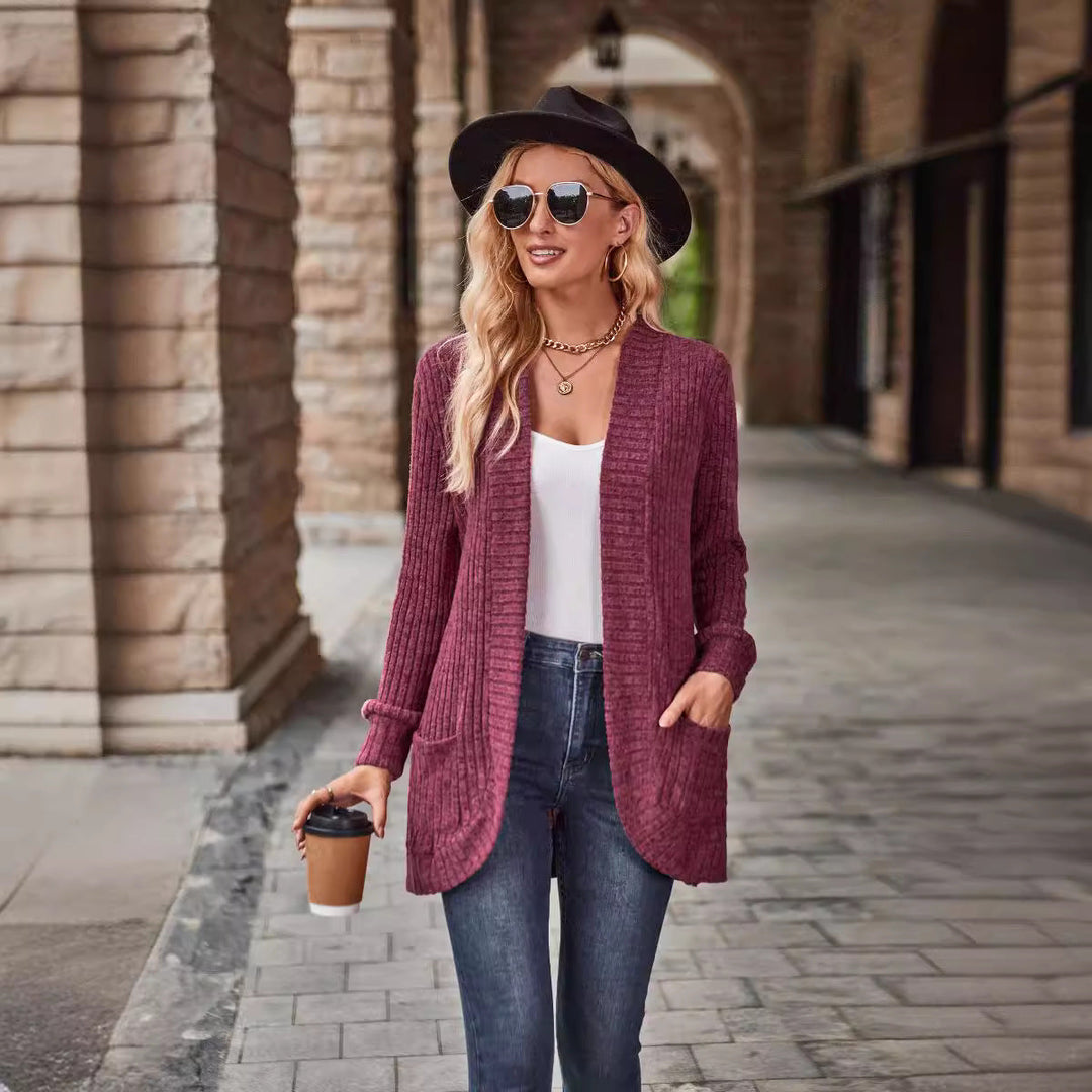 Glenys Elegant Long Ribbed Open Front Cardigan - image 2