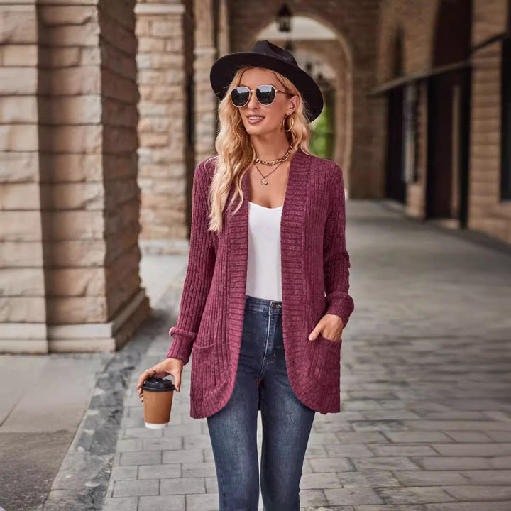 Glenys Elegant Long Ribbed Open Front Cardigan - image 2
