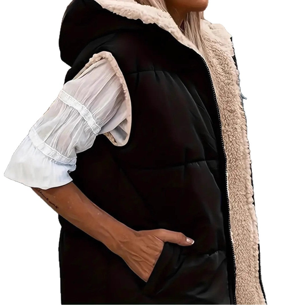 Flor teddy lined hooded quilted gilet – image 5