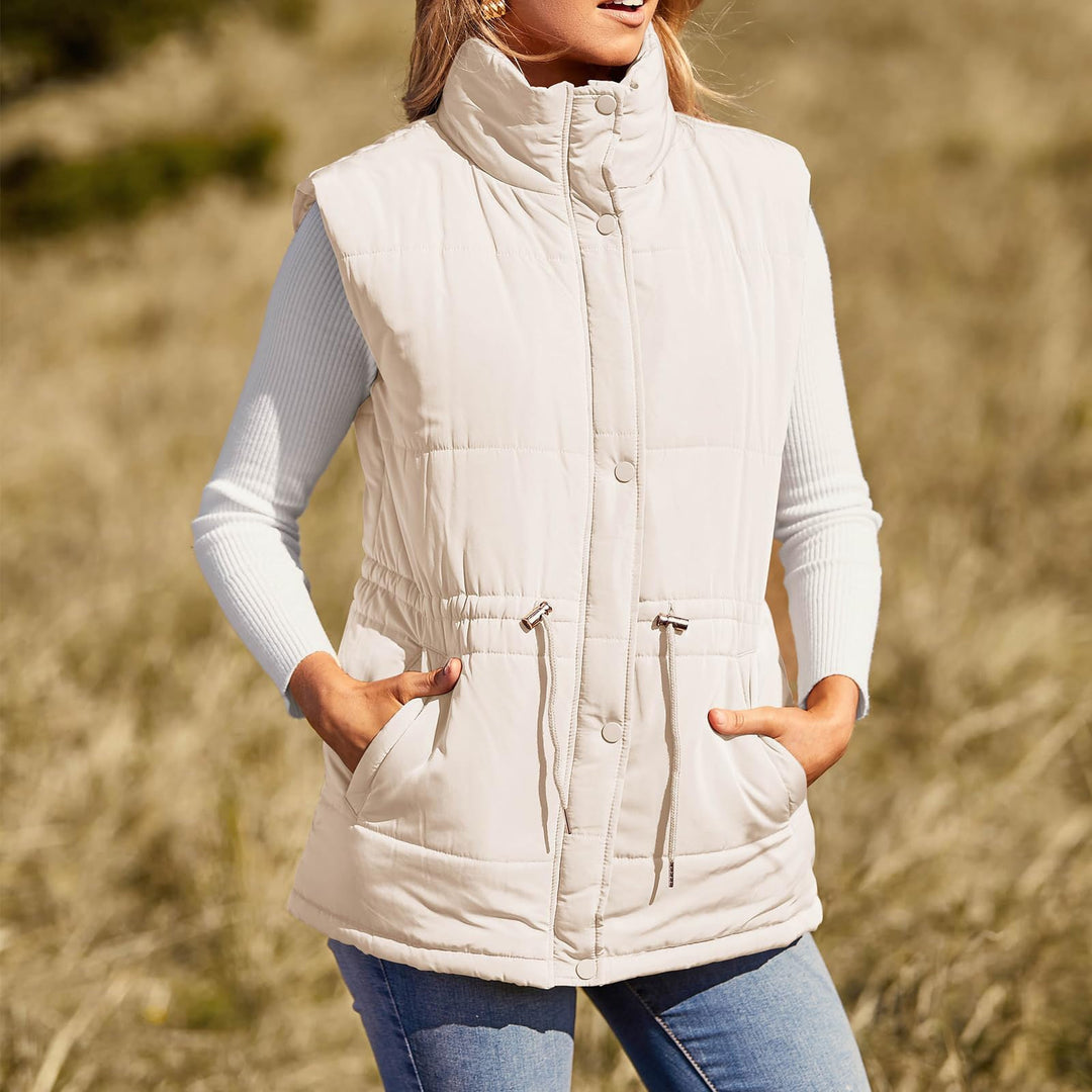 Rosenwyn high collar quilted gilet with drawstring waist – image 4