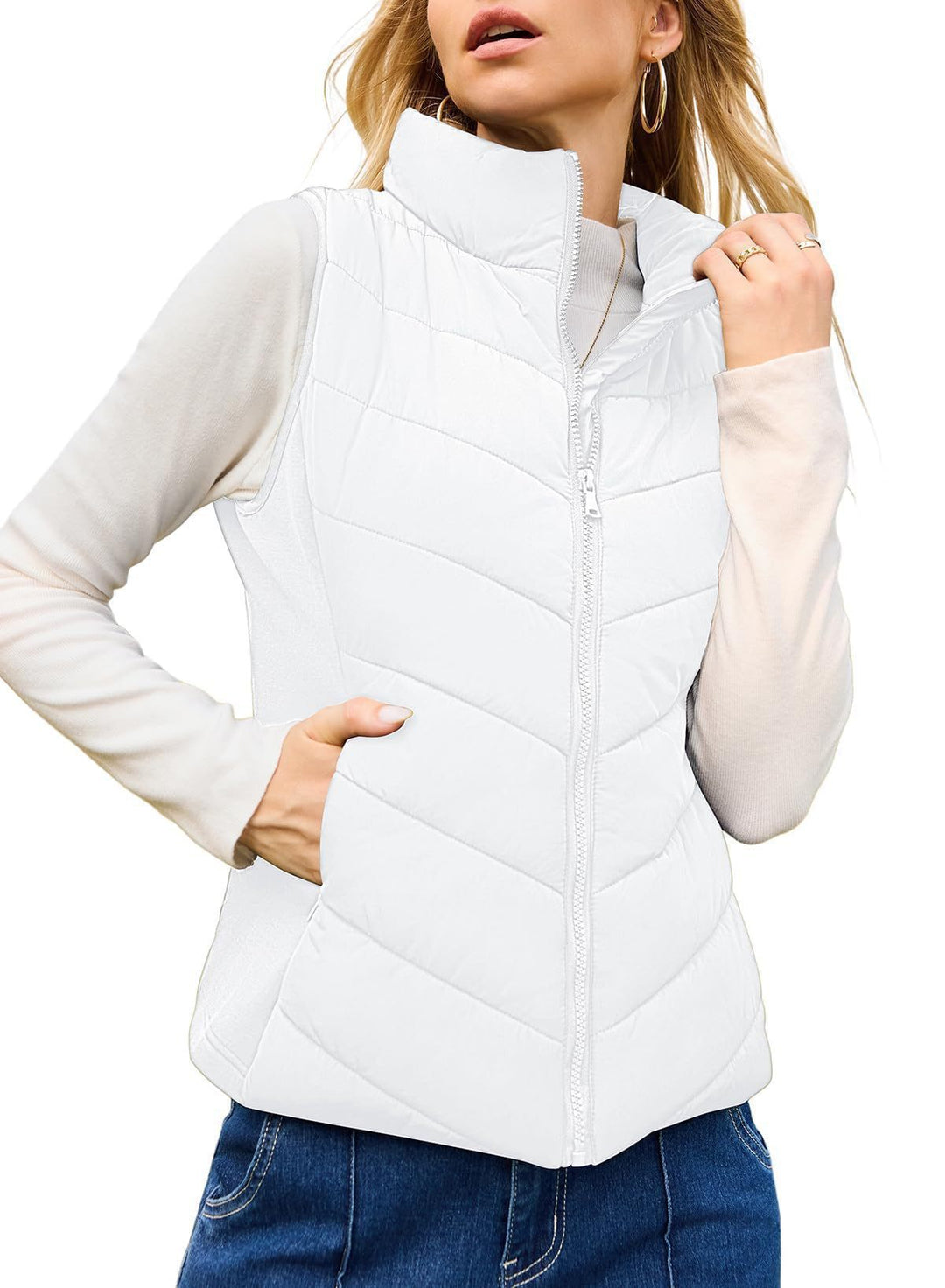 Liesl high collar quilted gilet – image 6