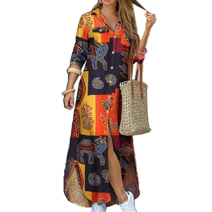 Malin floral shirt dress with side split – image 14