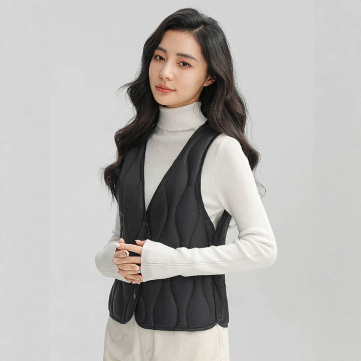 Ancilla long wave quilted gilet – image 2