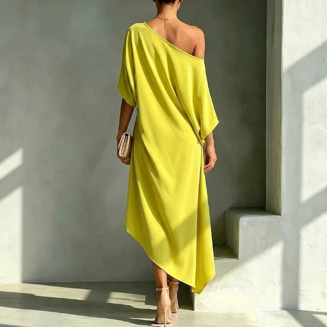 Vesna one shoulder maxi dress in blue