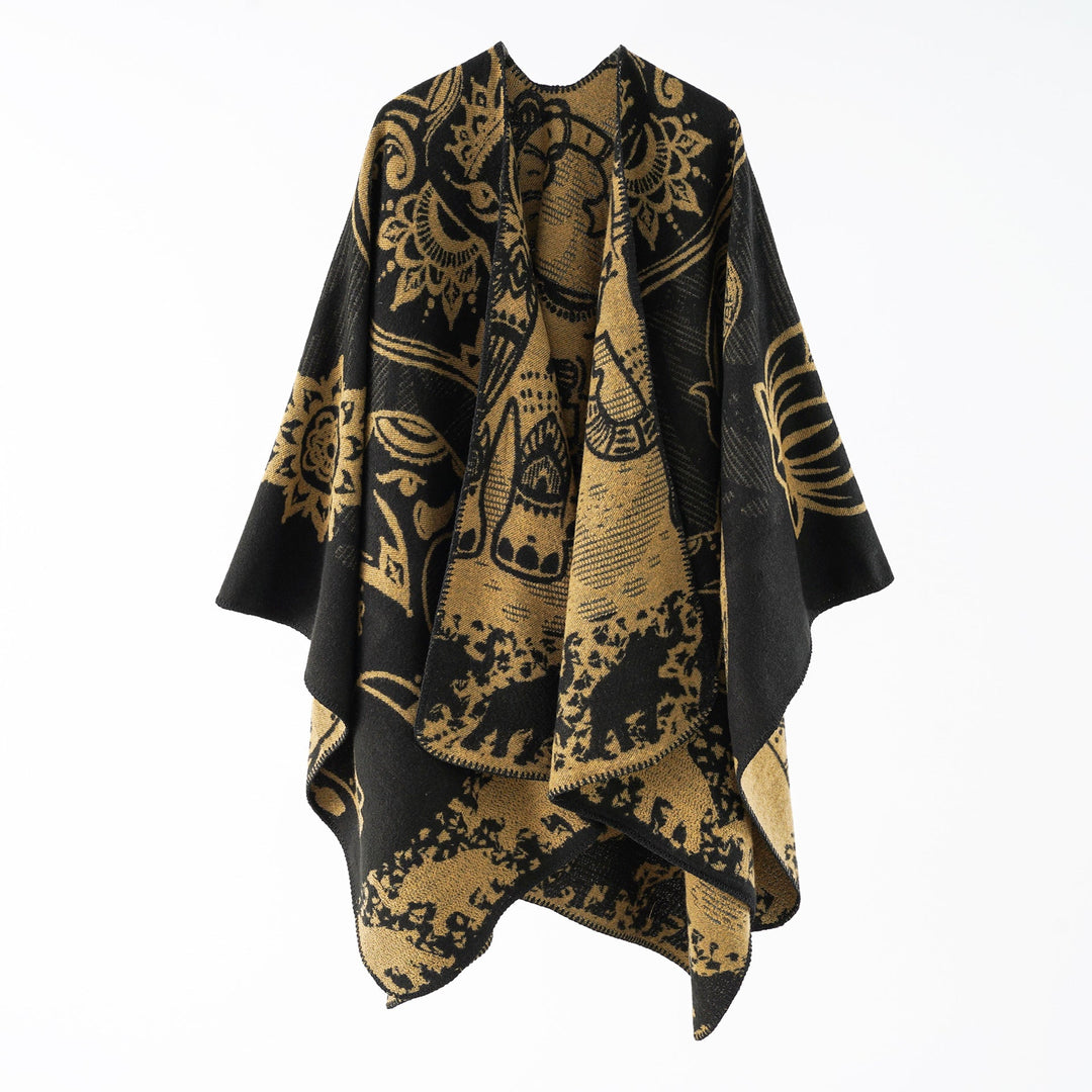 Ondine paisley knit poncho with open front – image 8