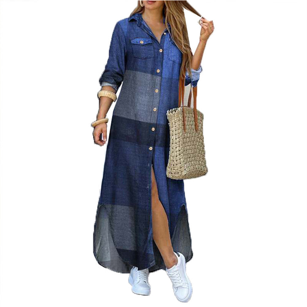 Malin floral shirt dress with side split – image 9