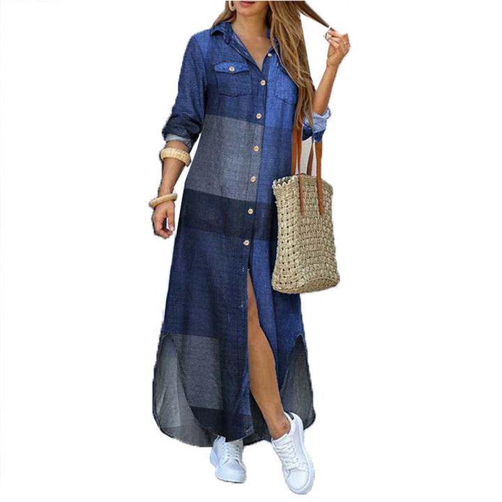 Malin floral shirt dress with side split – image 9