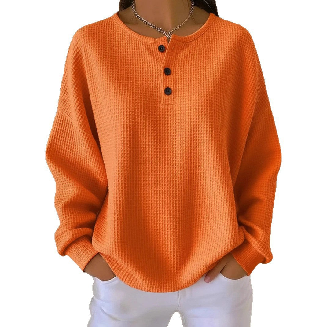 Birgit oversized waffle knit henley jumper – image 5