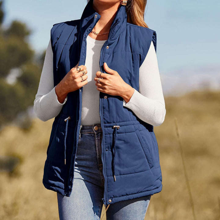 Rosenwyn high collar quilted gilet with drawstring waist – image 3