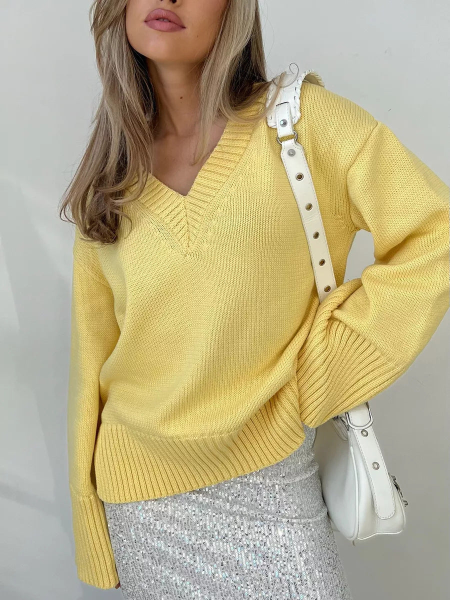 Birgitta oversized fine knit v neck jumper – image 7