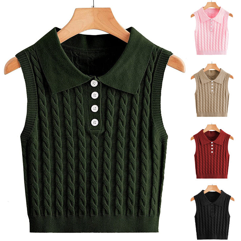 Mererid collared cable knit sweater vest