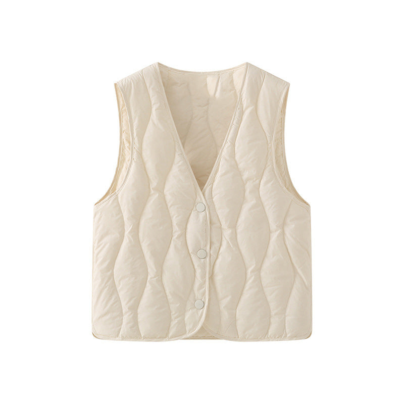 Iona quilted V neck gilet in white
