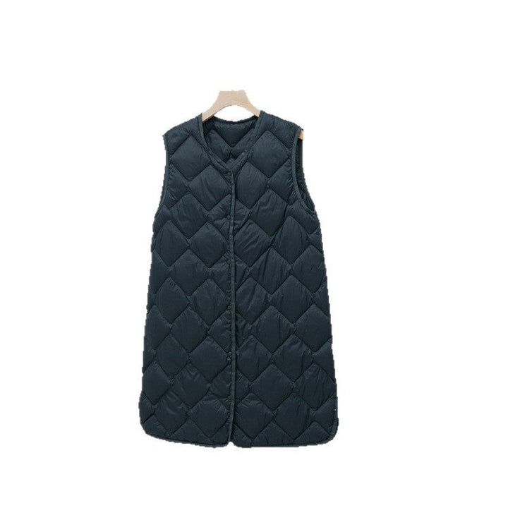 Gladys long diamond quilted v neck gilet – image 5