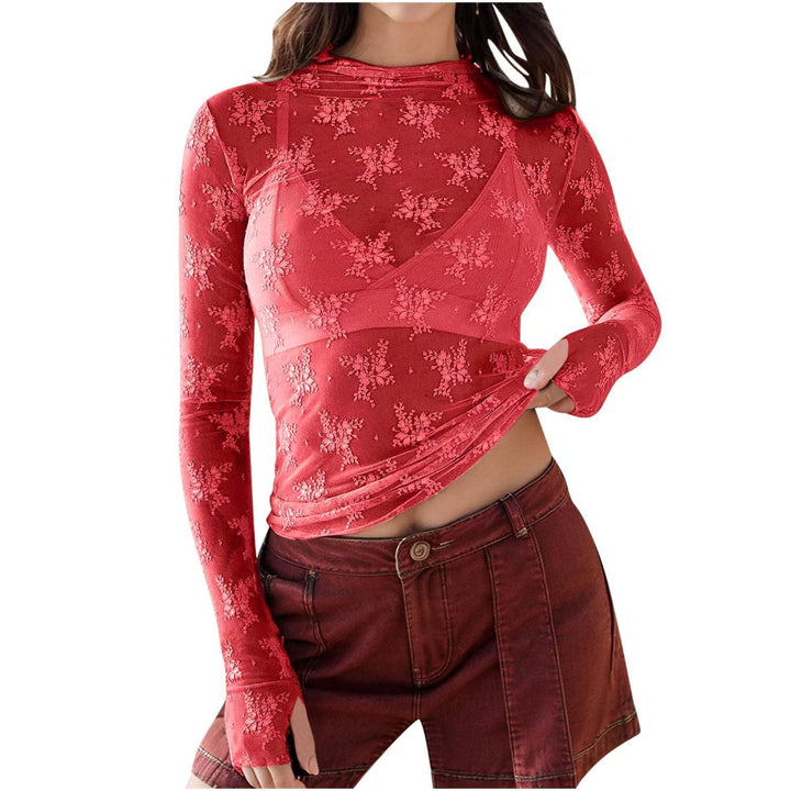 Sorcha Elegant Lace Mesh Long Sleeve Fitted Blouse - image 7