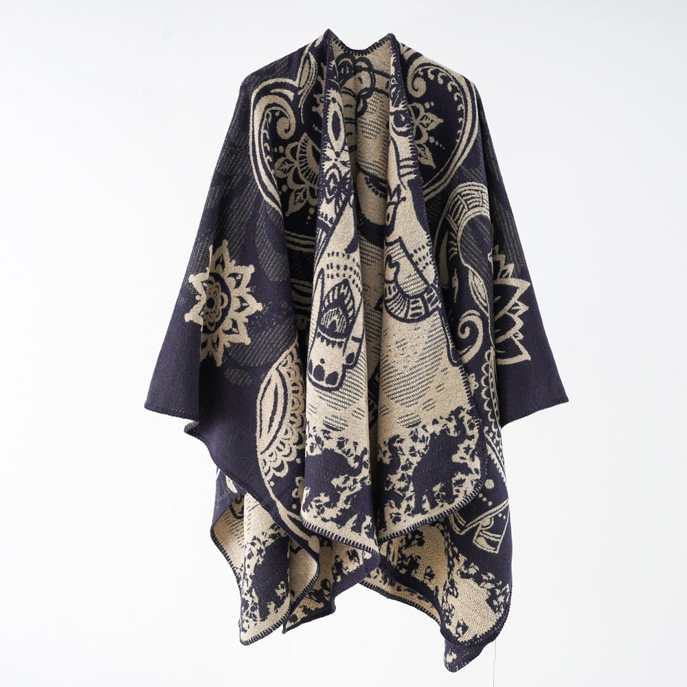 Ondine paisley knit poncho with open front – image 2