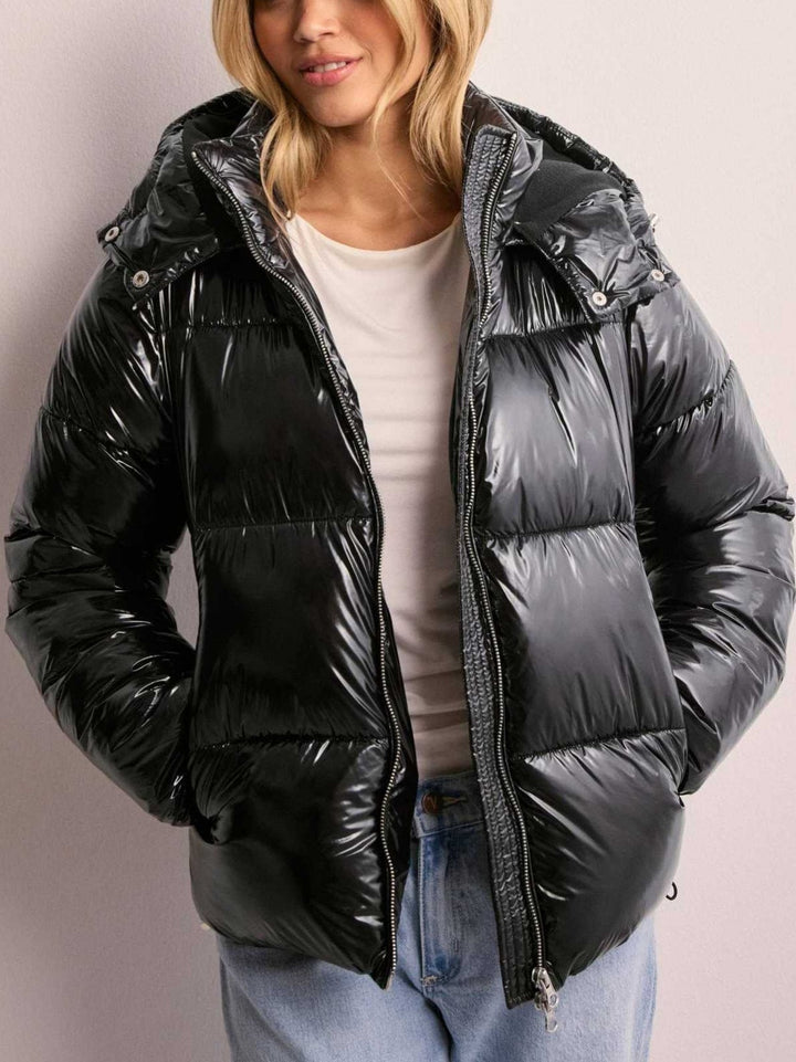 Eudora quilted jacket, zip pocket detail