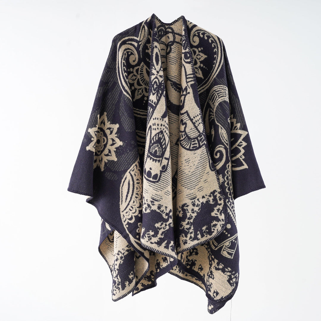 Ondine paisley knit poncho with open front – image 6
