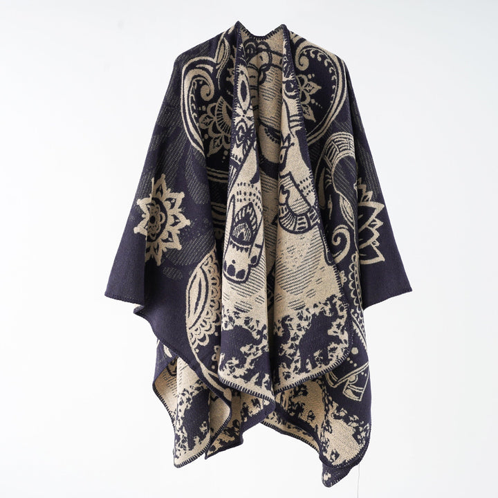 Ondine paisley knit poncho with open front – image 6
