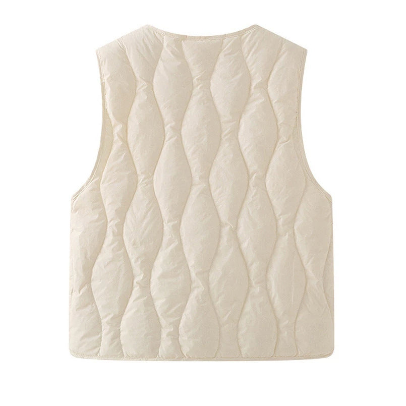 Iona quilted V neck gilet in khaki