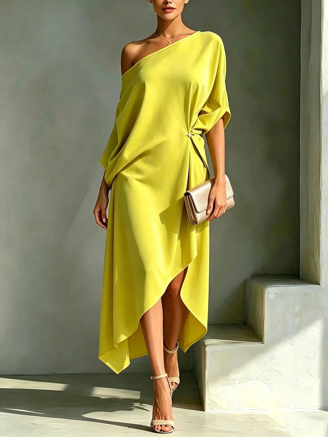 Vesna one shoulder maxi dress with side split