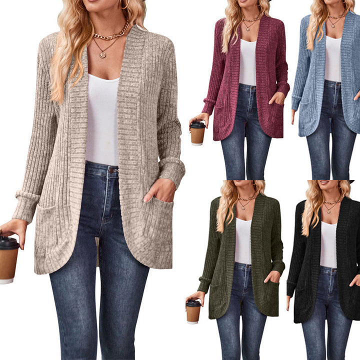 Glenys Elegant Long Ribbed Open Front Cardigan