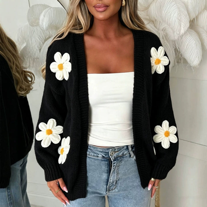 Laura oversized knit cardigan in black