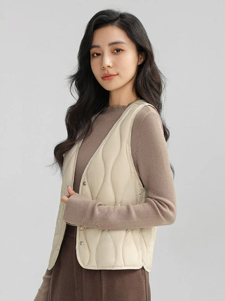 Ancilla long wave quilted gilet – image 7