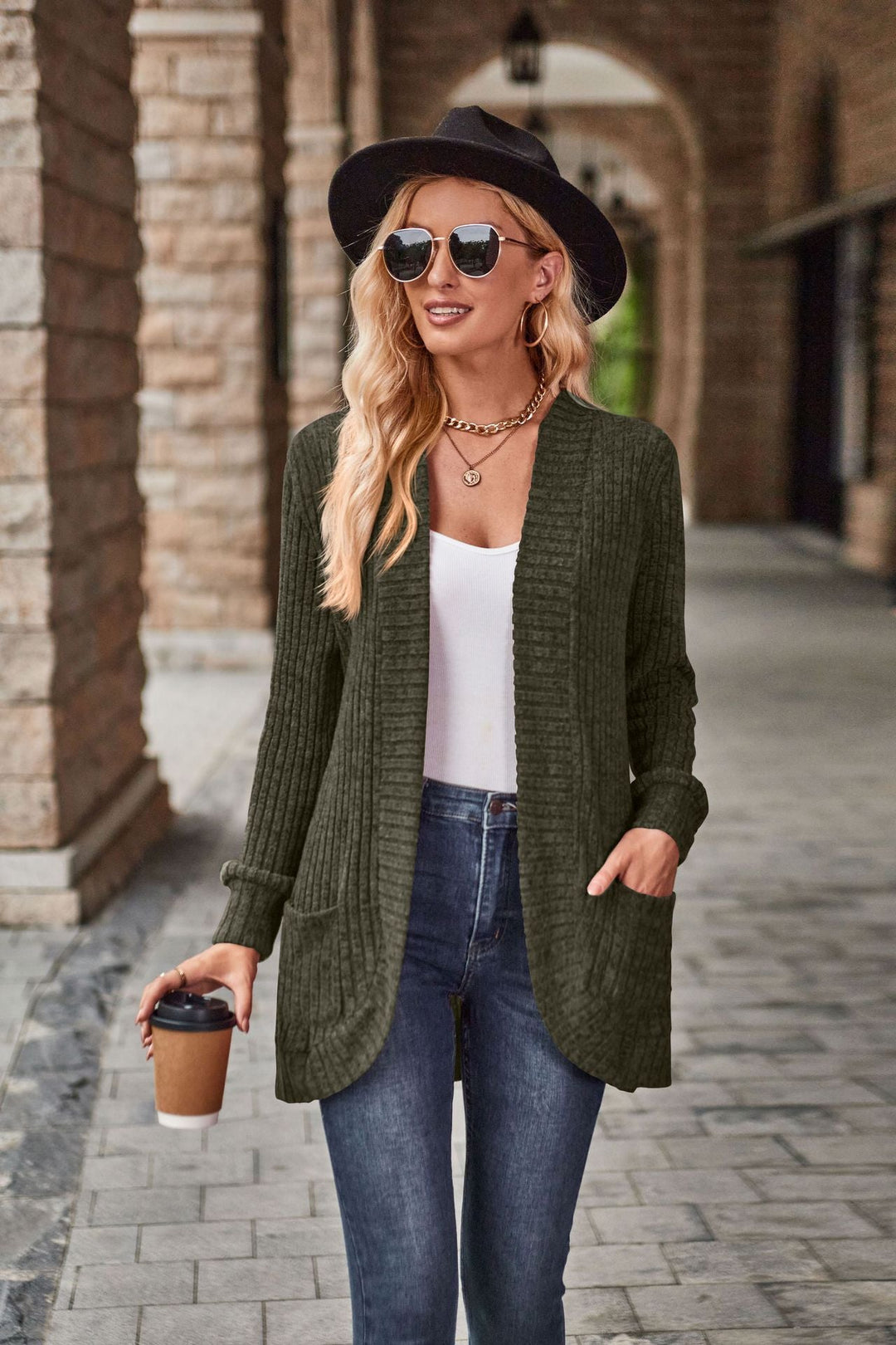 Glenys Elegant Long Ribbed Open Front Cardigan - image 7