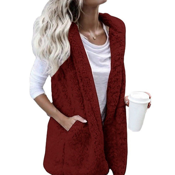 Honora Elegant Teddy Gilet with Shawl Collar - image 4