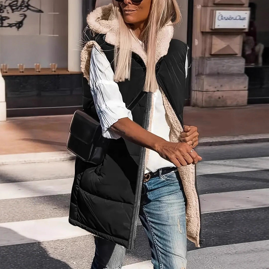 Flor teddy lined hooded quilted gilet