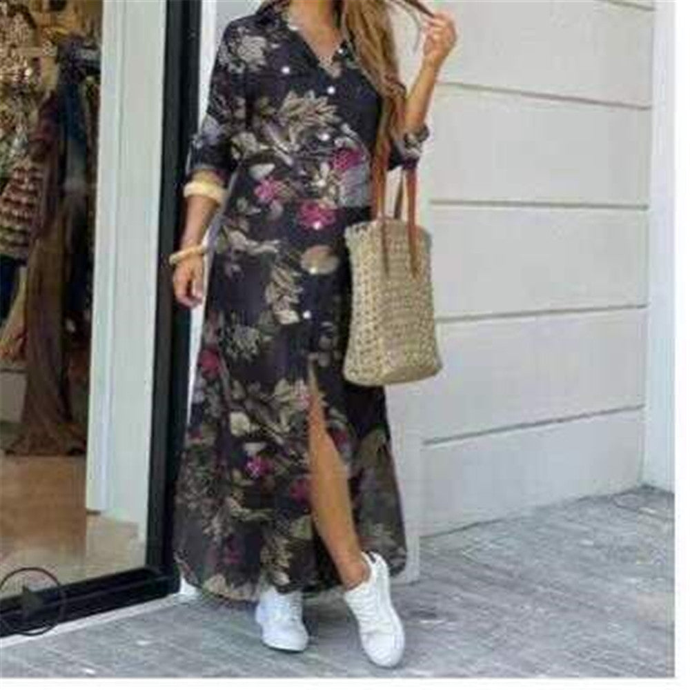 Malin floral shirt dress with side split – image 13