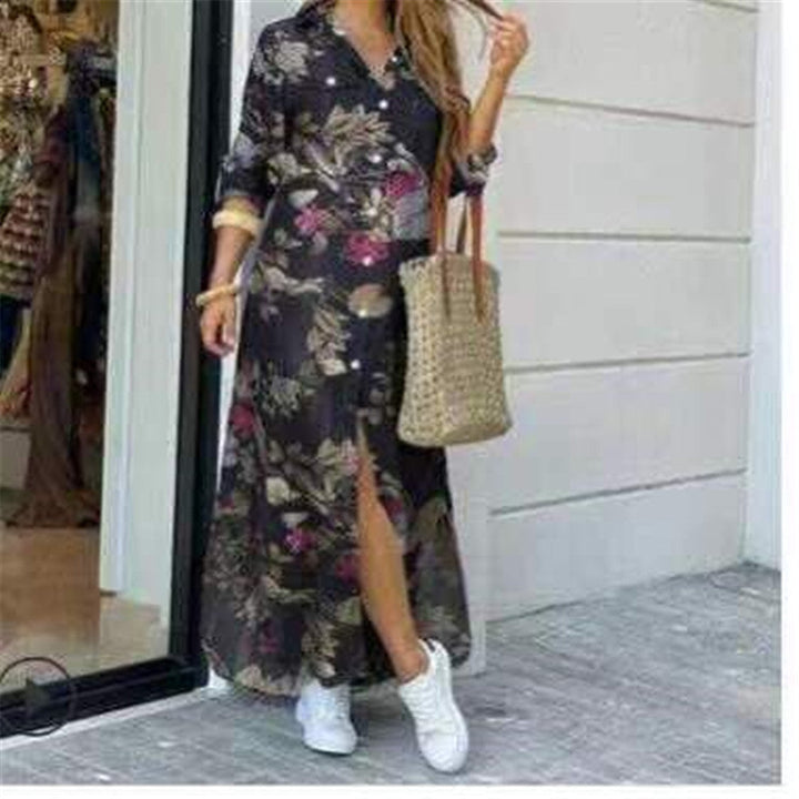 Malin floral shirt dress with side split – image 13
