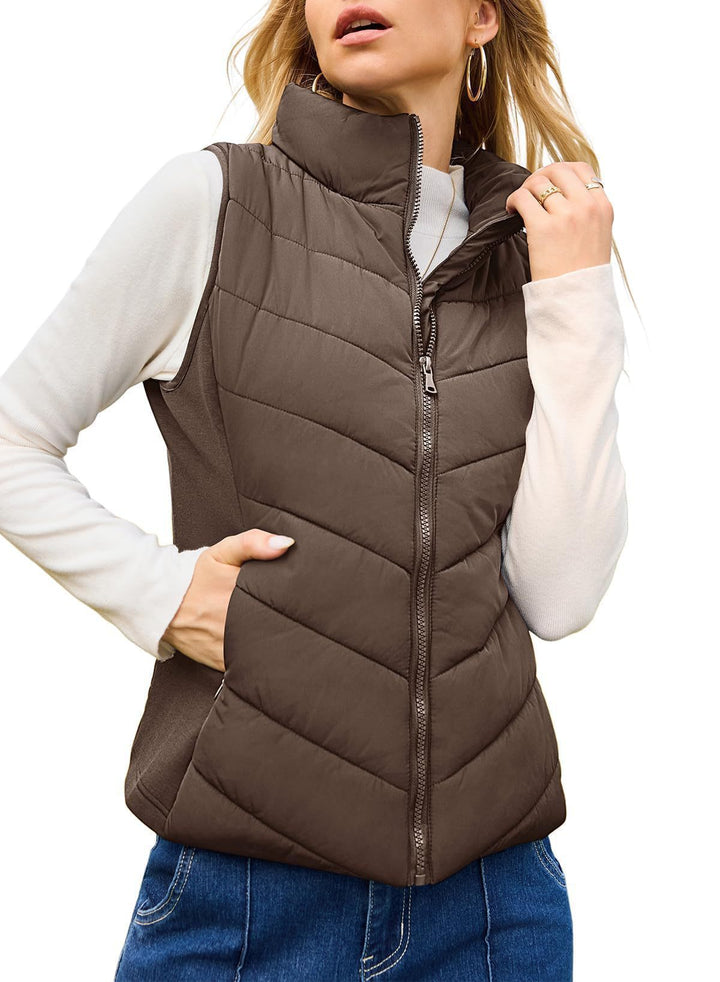 Liesl high collar quilted gilet – image 7
