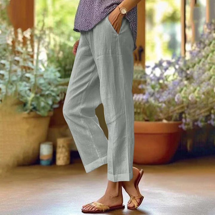 Adriana Elegant Cropped Straight Leg Linen Look Trousers - image 8