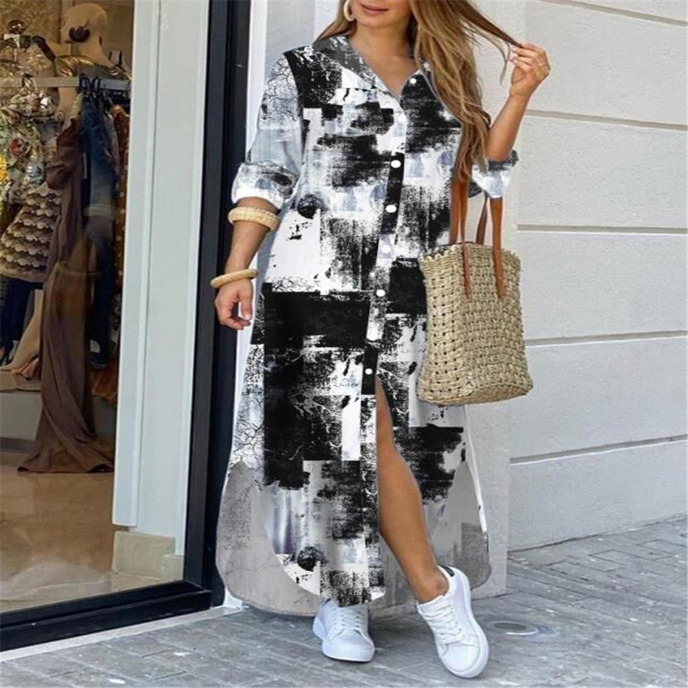 Malin floral shirt dress with side split – image 10