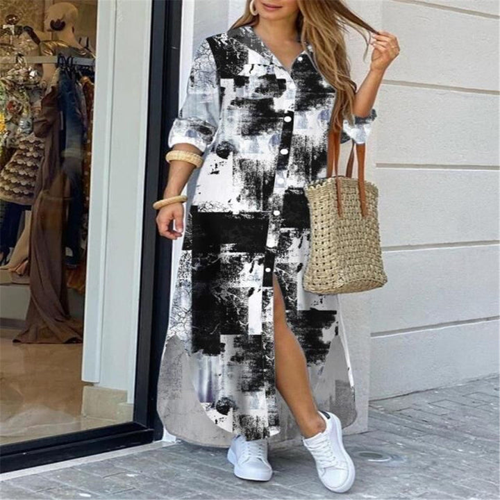 Malin floral shirt dress with side split – image 10