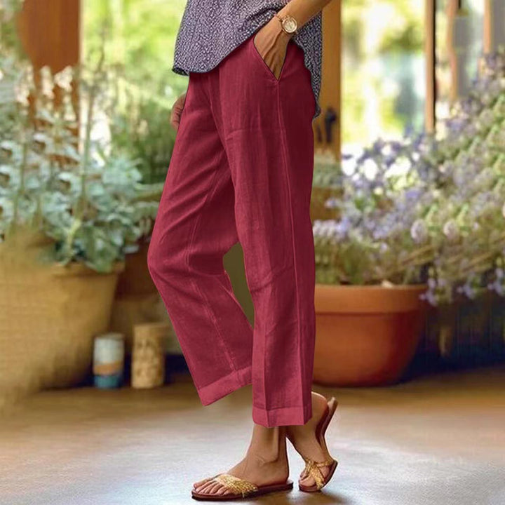 Adriana Elegant Cropped Straight Leg Linen Look Trousers - image 6