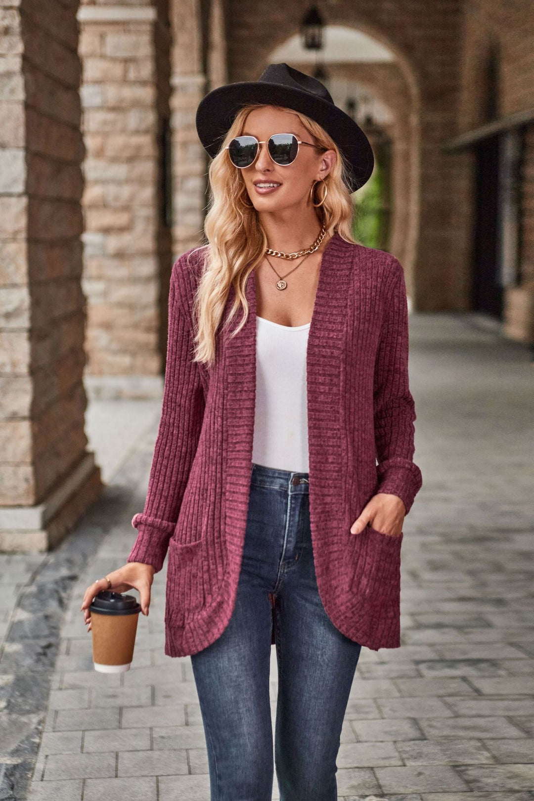 Glenys Elegant Long Ribbed Open Front Cardigan - image 9